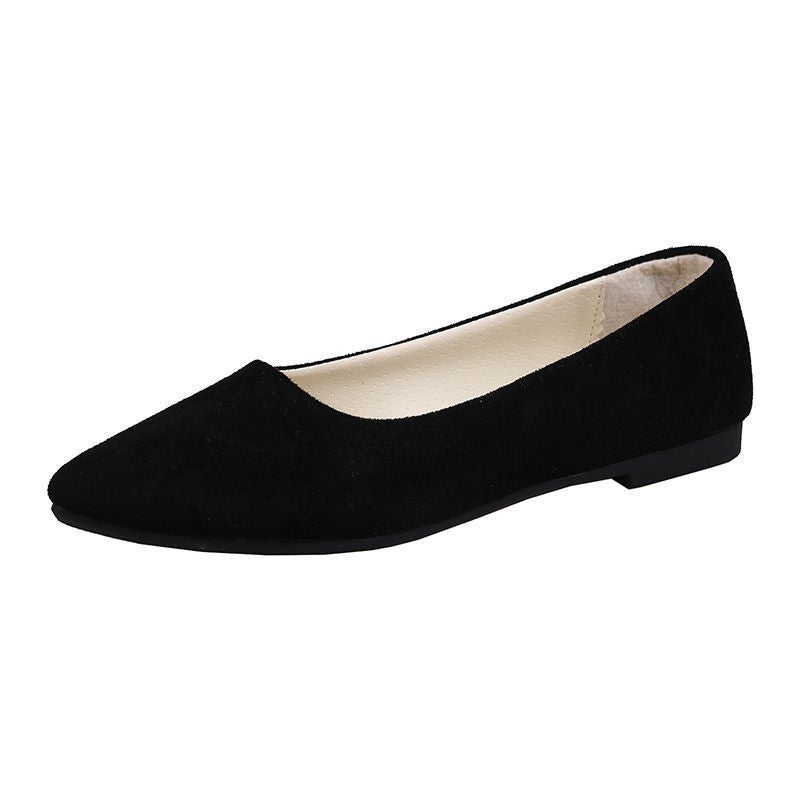 Flat Shoes For Women, Pointed Toe, Shallow Mouth, Professional Suede Fairy Shoes, Spring And Autum Flats, Versatile Work Shoes For Women, Large Size 43 - Image 1
